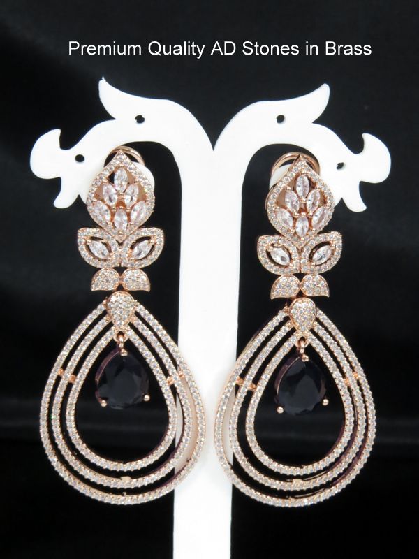 long partywear earrings dark blue