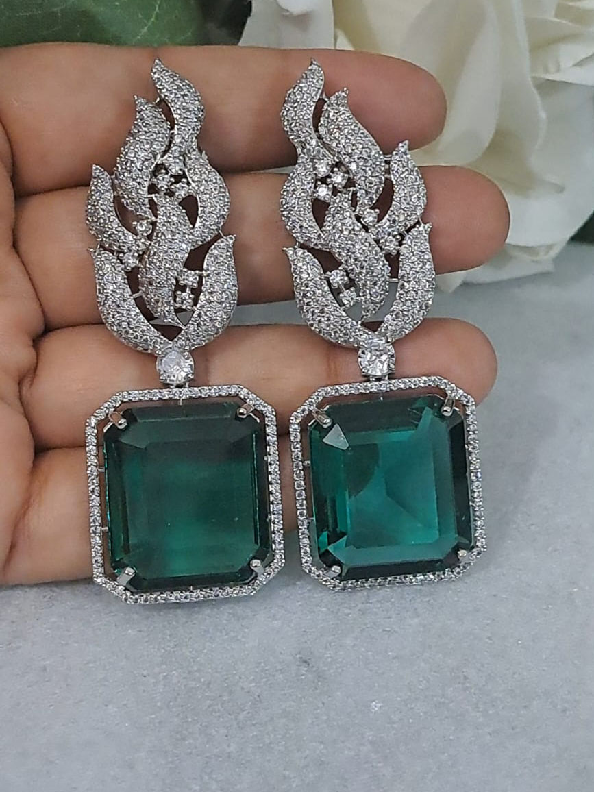 A Big Square Purple AD earrings for Wholesale - Green