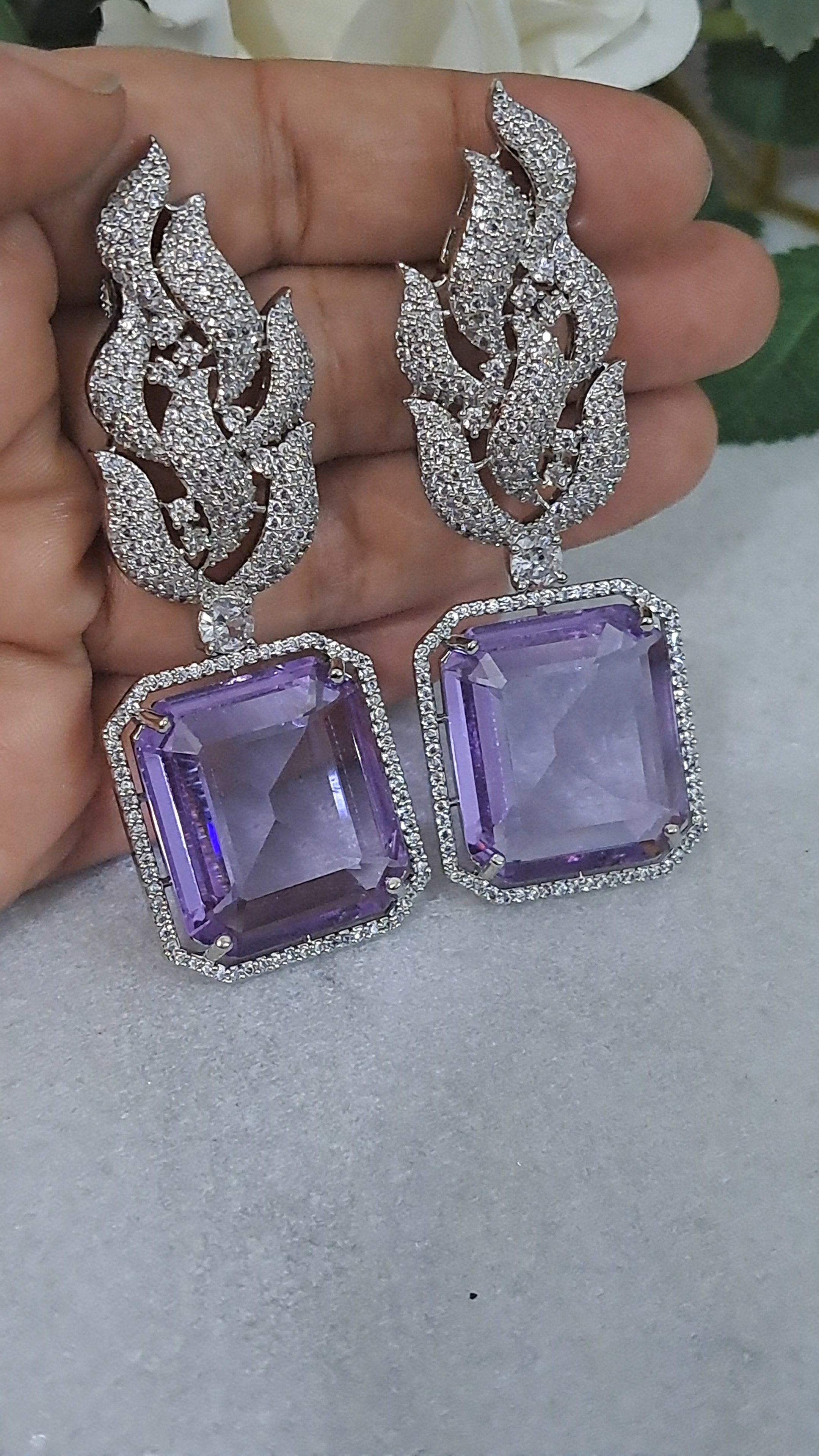 A Big Square Purple AD earrings for Wholesale - Purple