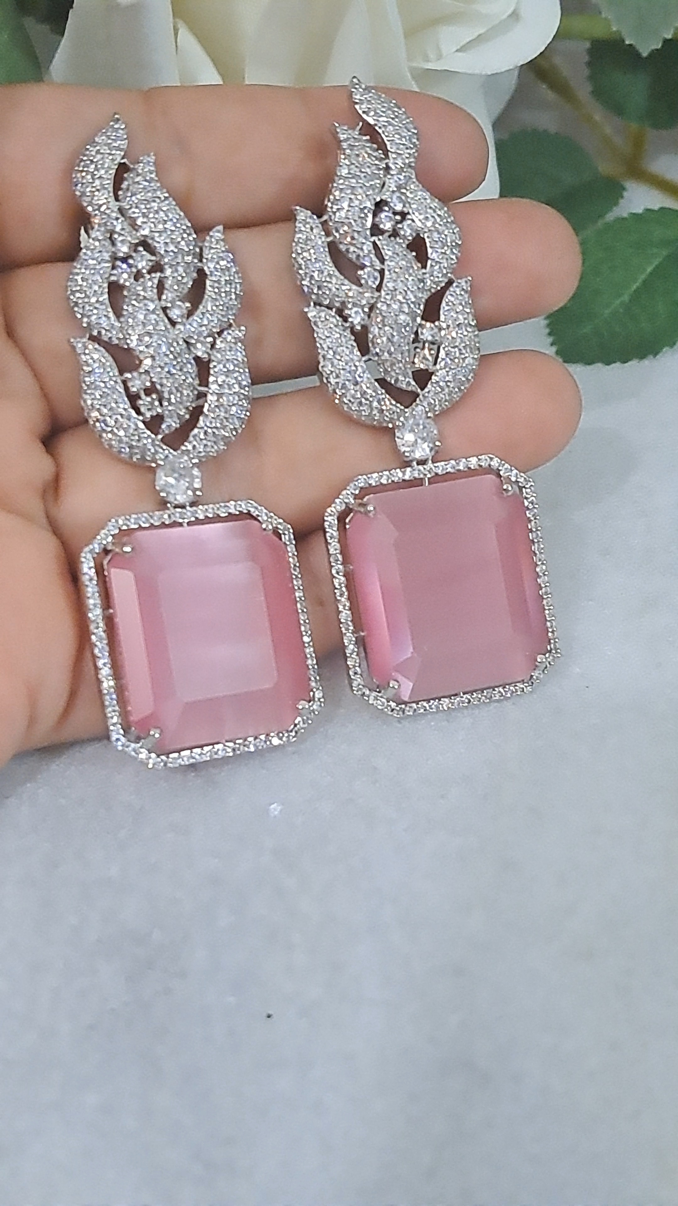 A Big Square Purple AD earrings for Wholesale - Pink