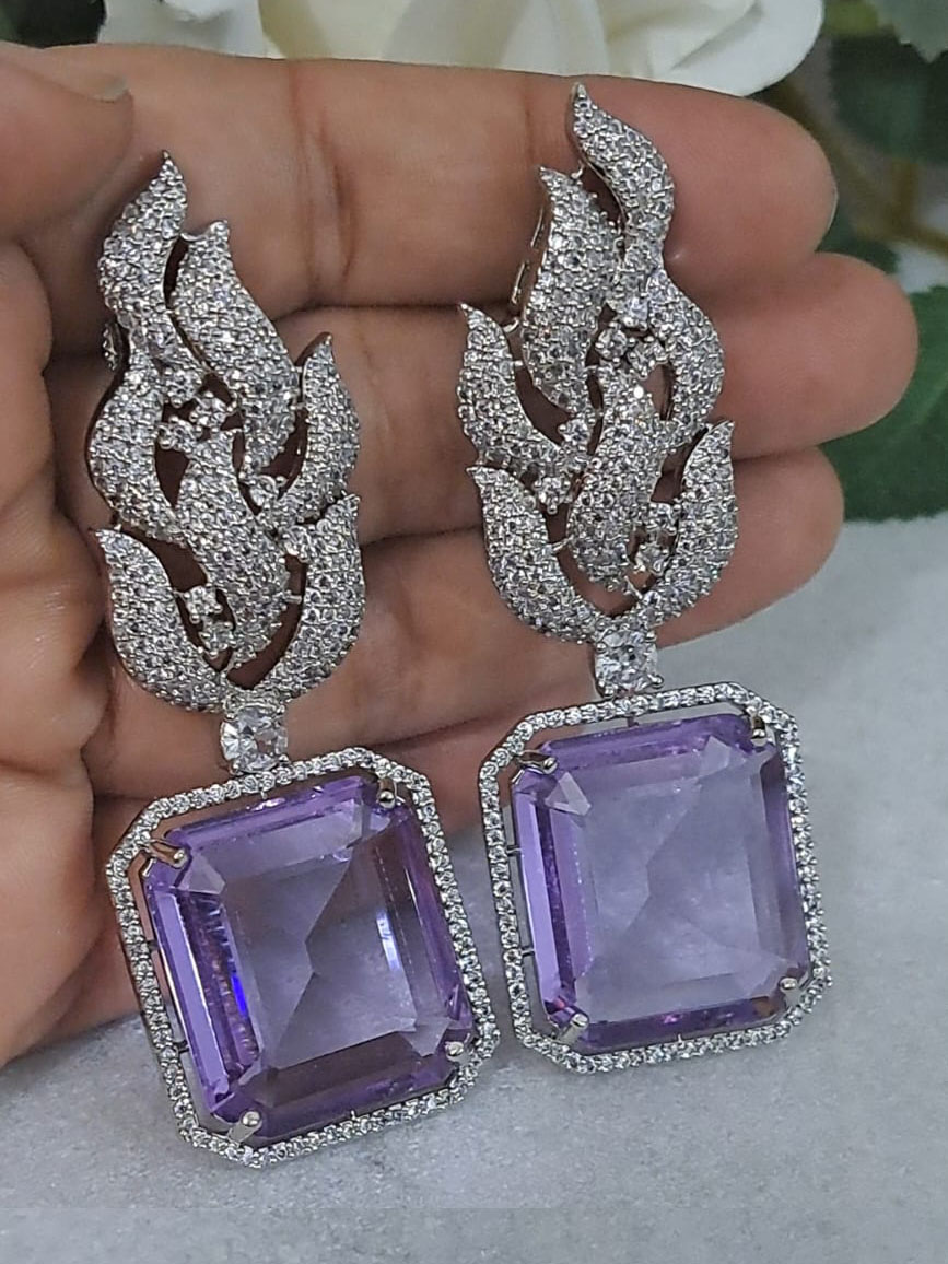 A Big Square Purple AD earrings for Wholesale